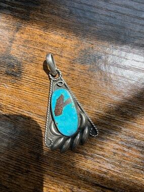 Sterling Silver Turquoise Teardrop Pendant - Bright Blue Stone